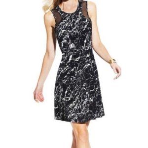 Vince Camuto Black Marble Stone Graphic Illusion Jersey Dress size XS